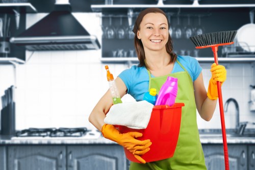Professional office cleaners working in a Tufnellpark business premises